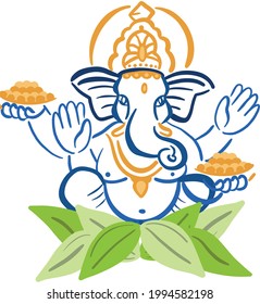Hindu Lord Ganesha Vector illustration. Elephant design, boho pattern, psychedelic ornaments. Ethnic poster, spiritual art, yoga. Indian god Ganesha symbol. 