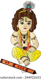 Hindu Lord Little Krishna Vector Image