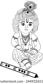 Imagen del Vector del Señor Hindú Little Krishna