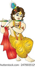 Foto de stock del Vector del Señor Hindú Little Krishna