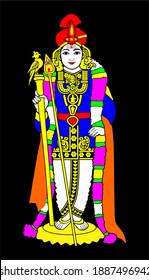 Hindu Lord Muruga Vector Art
