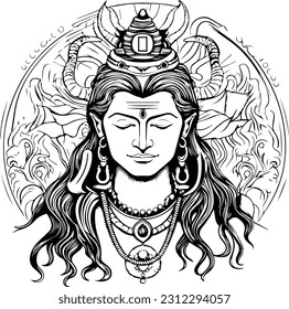 Hindu lord shiva mahakaal black and white images