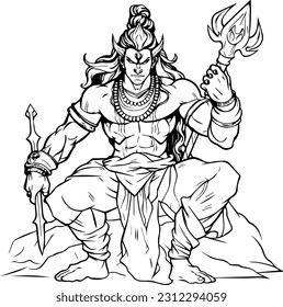 Hindu lord shiva mahakaal black and white images