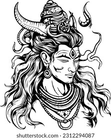 Hindu lord shiva mahakaal black and white images