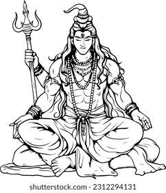 Hindu lord shiva mahakaal black and white images