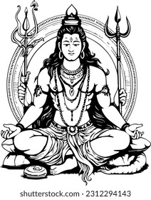 Hindu lord shiva mahakaal black and white images