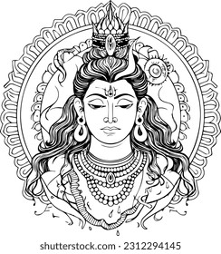 Hindu lord shiva mahakaal black and white images