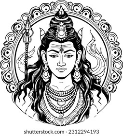 Hindu lord shiva mahakaal black and white images