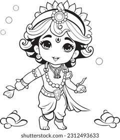 Hindu lord shree krishna black and white images