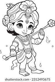 Hindu lord shree krishna black and white images