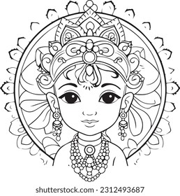 Hindu lord shree krishna black and white images