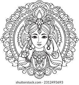 Hindu lord shree krishna black and white images