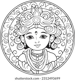 Hindu lord shree krishna black and white images