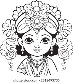 Hindu lord shree krishna black and white images