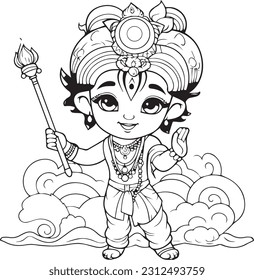 Hindu lord shree krishna black and white images