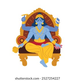 hindu lord vishnu sitting blessing isolated