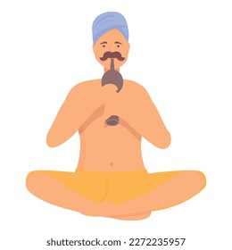 Hindu musician icon cartoon vector. Snake charmer. Turban fakir