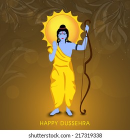 Hindu mytholigical Lord Rama giving blessing on occasion of Indian festival, Dussehra celebration. 