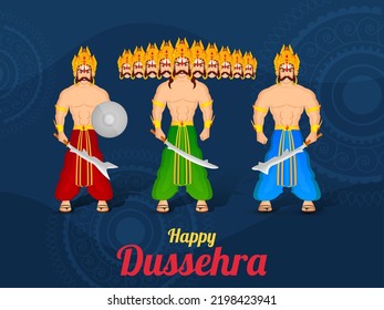 Hindu Mythological Demon King Ravana With His Brother (Kumbhkarana) And Son Meghnad Standing Together On The Occasion Of Dussehra Festival.