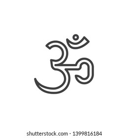 Hindu Om Aum line icon. linear style sign for mobile concept and web design. Hinduism Om outline vector icon. Buddhism religion symbol, logo illustration. Vector graphics