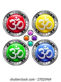 Hindu om icon on round vector button