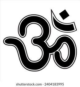 Om hindú - símbolo del hinduismo icono vector plano para aplicaciones y sitios web blanco y negro