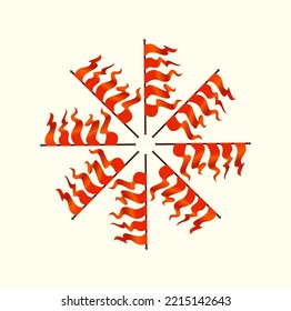 Hindu Orange flags round design mandala. mandala made by Hindu Bhagva flags