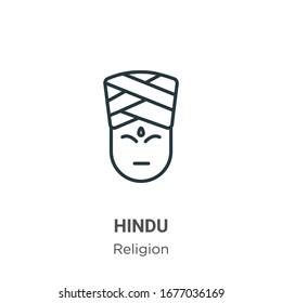 Icono de vector de contorno hindú. Icono hindú negro de línea delgada, ilustración de elemento simple vector plano del concepto de religión editable trazo aislado sobre fondo blanco
