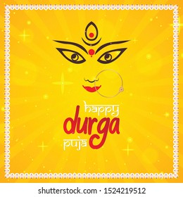Hindu Religion Festival Durga Puja Greeting Post.