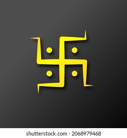 Hindu religion symbol Swastik or Sathiya in paper cut style, vector illustration