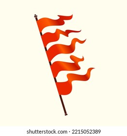 Hindu Religion's five flags in one stick orange. Sanatan Dharma's Bhagawa flag.