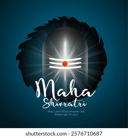 hindu religious maha shivratri greeting card with shiv lingam vector