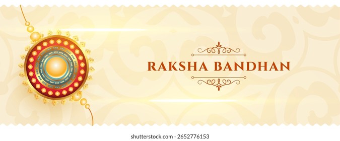hindu religious raksha bandhan banner with rakhi design vector