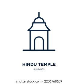 hindu temple icon from buildings collection. Thin linear hindu temple, hindu, temple outline icon isolated on white background. Line vector hindu temple sign, symbol for web and mobile