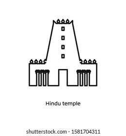 Hindu temple icon vector illustration black linear on white background