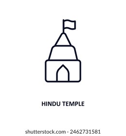 hindu temple outline icon.  Thin line icon from buildings collection. Editable vector isolated on white background