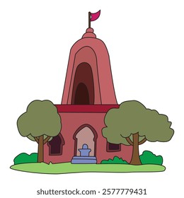 A hindu temple with trees around it vector illustration