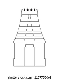 hindu temple vecor illustration , dravidian architecture tamilnadu , india	