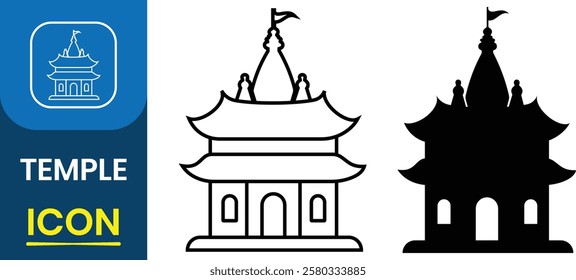  Hindu temple vector, icon. Silhouette of temple icon, design, symbol from Religion collection. Vector illustration.