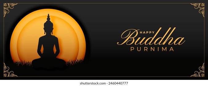 hindu traditional gautam buddha purnima wishes banner design vector