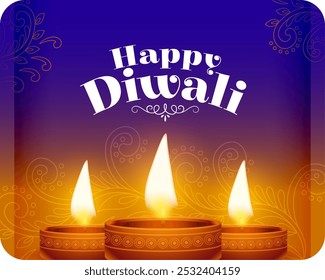 hindu traditional shubh diwali wishes background with diya design vector