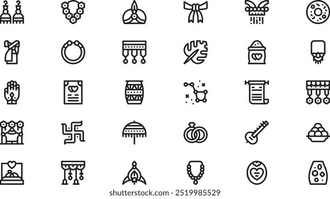 Hindu wedding icons High-Quality Vector Icons Collection with Editable Stroke. Ideal for Professional and Creative Projects.