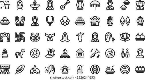 Iconos de boda hindúes Colección de iconos vectoriales de alta calidad con trazo editable. Ideal para Profesional y Proyectos Creativos.