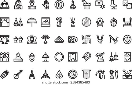 Hindu wedding icons High-Quality Vector Icons Collection with Editable Stroke. Ideal for Professional and Creative Projects.