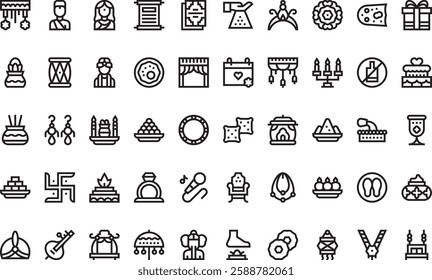 Hindu wedding icons High-Quality Vector Icons Collection with Editable Stroke. Ideal for Professional and Creative Projects.