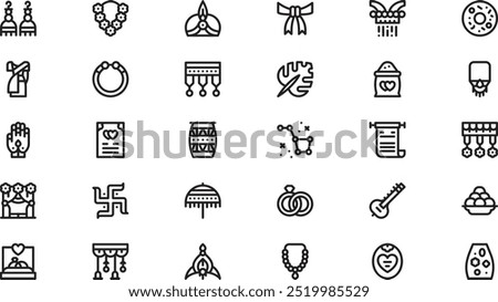 Hindu wedding icons High-Quality Vector Icons Collection with Editable Stroke. Ideal for Professional and Creative Projects.