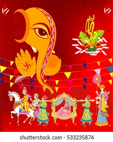Hindu Wedding Invitation  Card ,All elements are in separate layers color can be changed easily.     