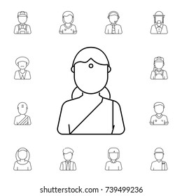 Hindu woman avatar. Set of avatar icons on white background