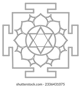 Hinduismus Bhubaneshwar Yantra Prakriti sakrierte Vektorgrafik-Illustration. Krishna Yantra