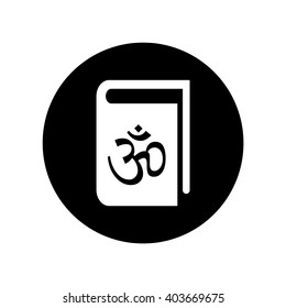Hinduism book icon . Book icon with OM symbol . Vector illustration